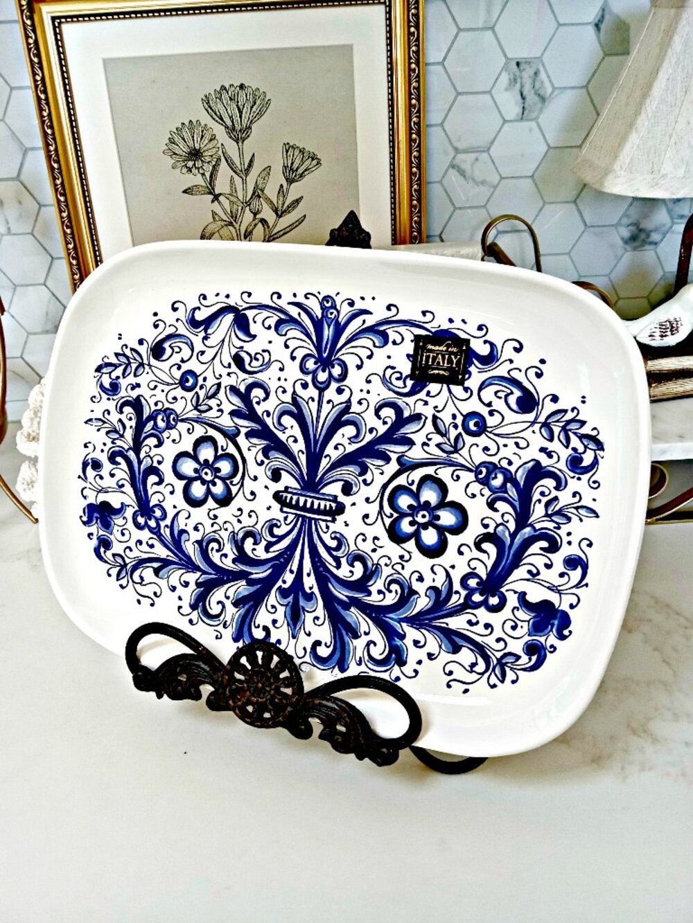 NEW! FLORAL ITALIAN POTTERY PLATTER NOVA DERUTA
